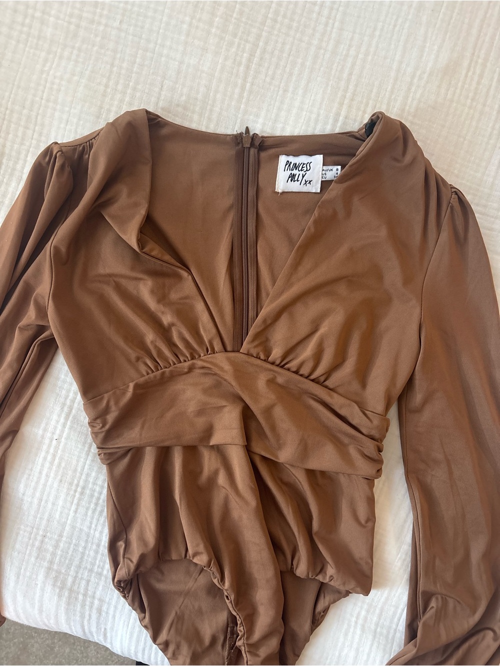 Princess Polly Brown Long Sleeve Bodysuit